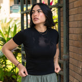 The Baby Tee — in Soft Noir