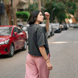 The Crop Tee — in Charcoal Grey