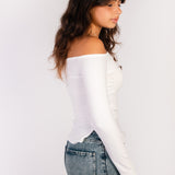 The Off Shoulder Top — in Pearl
