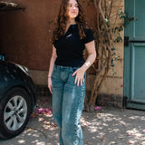 The Collar Top — in Noir