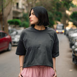 The Crop Tee — in Charcoal Grey