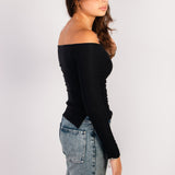 The Off Shoulder Top — in Soft Noir