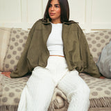 Pre Orders Suede Bomber Jacket – In Olive