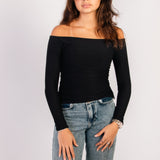 The Off Shoulder Top — in Soft Noir