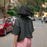 The Crop Tee — in Charcoal Grey