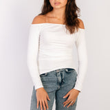 The Off Shoulder Top — in Pearl