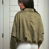 Pre Orders Suede Bomber Jacket – In Olive