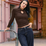 Brown Japenese long sleeve top