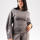 Grey Interlock Knit Top