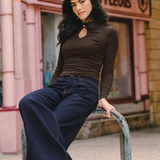 Brown Japenese long sleeve top