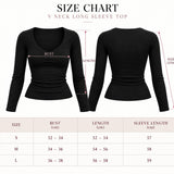 Brown V-neck long sleeve top