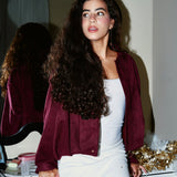 Suede Bomber Jacket – In Burgundy