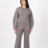 Grey Interlock Knit Top