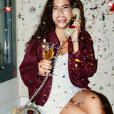 Suede Bomber Jacket – In Burgundy