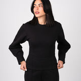 Black Interlock Knit Top