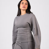 Grey Interlock Knit Top