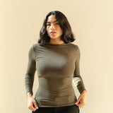 Olive Gathered Top