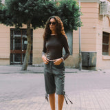 Brown and Baby Pink Contrast Long Sleeve Top