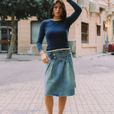 Navy and Butter Yellow Contrast Long Sleeve Top