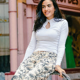 White Japenese long sleeve top