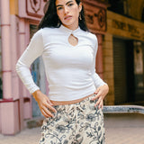 White Japenese long sleeve top