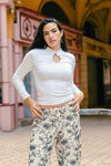 White Japenese long sleeve top
