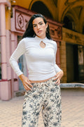 White Japenese long sleeve top
