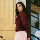 Burgundy Bell sleeve top