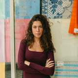 Burgundy Square neck long sleeve top