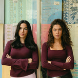 Burgundy Square neck long sleeve top