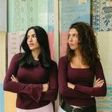 Burgundy Bell sleeve top