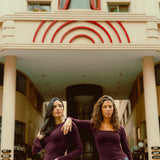 Burgundy Square neck long sleeve top