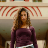 Burgundy Square neck long sleeve top