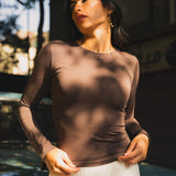 Brown Bell sleeve top