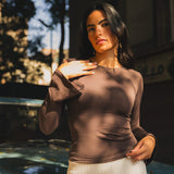 Brown Bell sleeve top