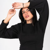 Black Interlock Knit Top