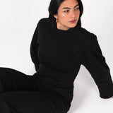 Black Interlock Knit Top