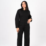 Black Interlock Knit Top