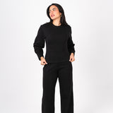 Black Interlock Knit Pants