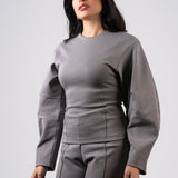 Grey Interlock Knit Top