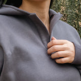 Open Collar Hoodie in Charcoal