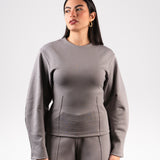 Grey Interlock Knit Top