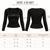 Black Square neck long sleeve top