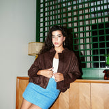 Suede Bomber Jacket – In Brown